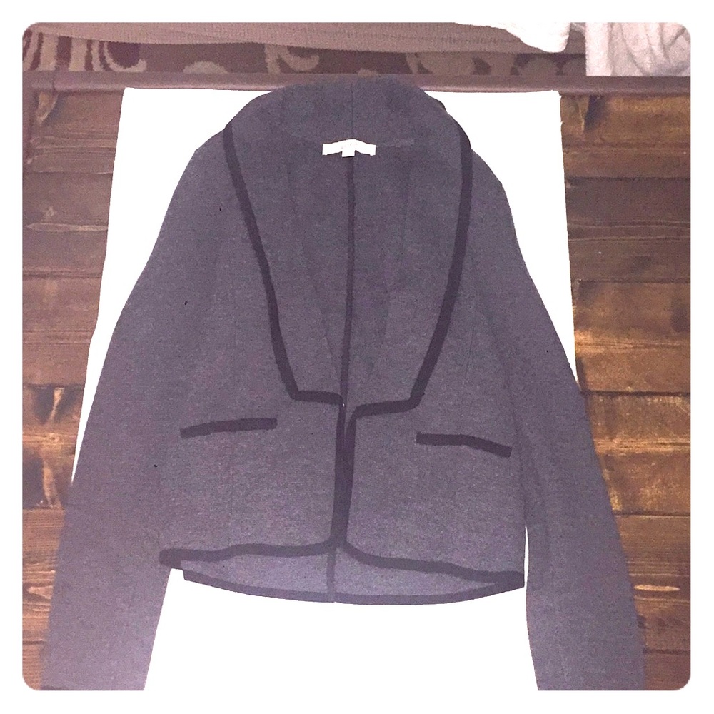 Dark Grey with Black Trim Sweater Blazer